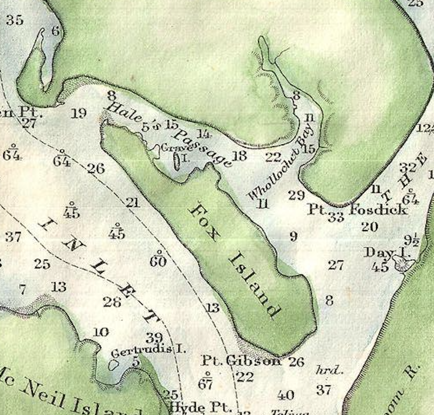 1867 Coast Survey Chart showing Hales Passage