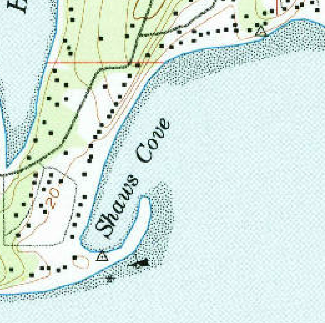 1953 USGS maps shows a wreck at Shaws Cove